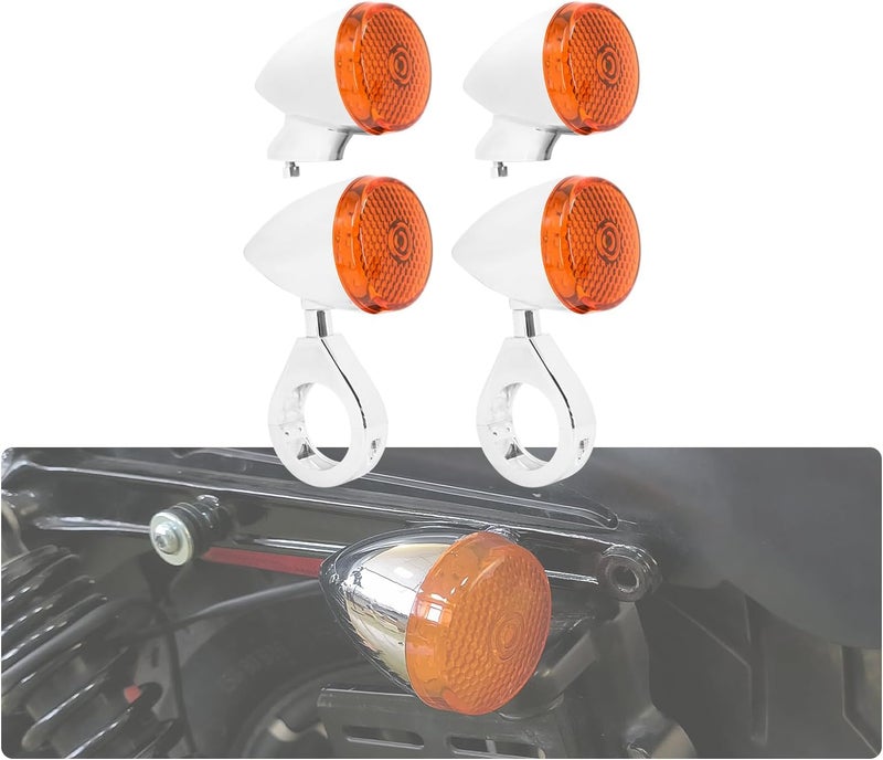 CARGLETRUE LED Turn Signal Light Indicator Blinker 39mm 41mm Fork Clamp Front Rear Fit For Harley Sportster XL 1200 883 (Chrome Orange) - Image 2